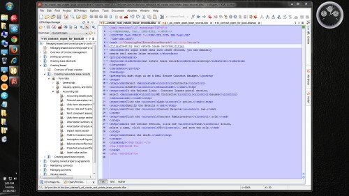 Oxygen XML Author: Topic text view in blue